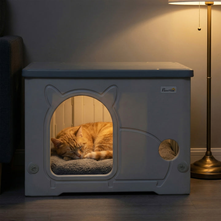 Cat House Stackable Pet Shelter with Removable Cushion for Indoor Outd