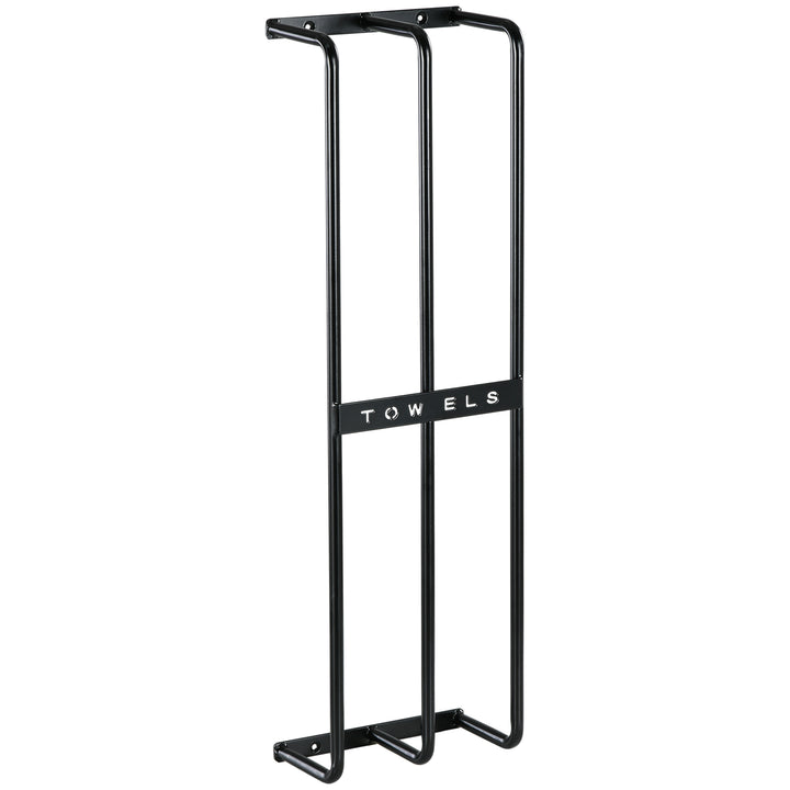 HOMCOM Towel Rail Wall Mounted, Metal Towel Rack Holds Up to 6 Large Size (160 x 100cm) Rolled Towels, 3 Bar Towel Storage for Bathroom, 21 x 12 x 74cm, Black