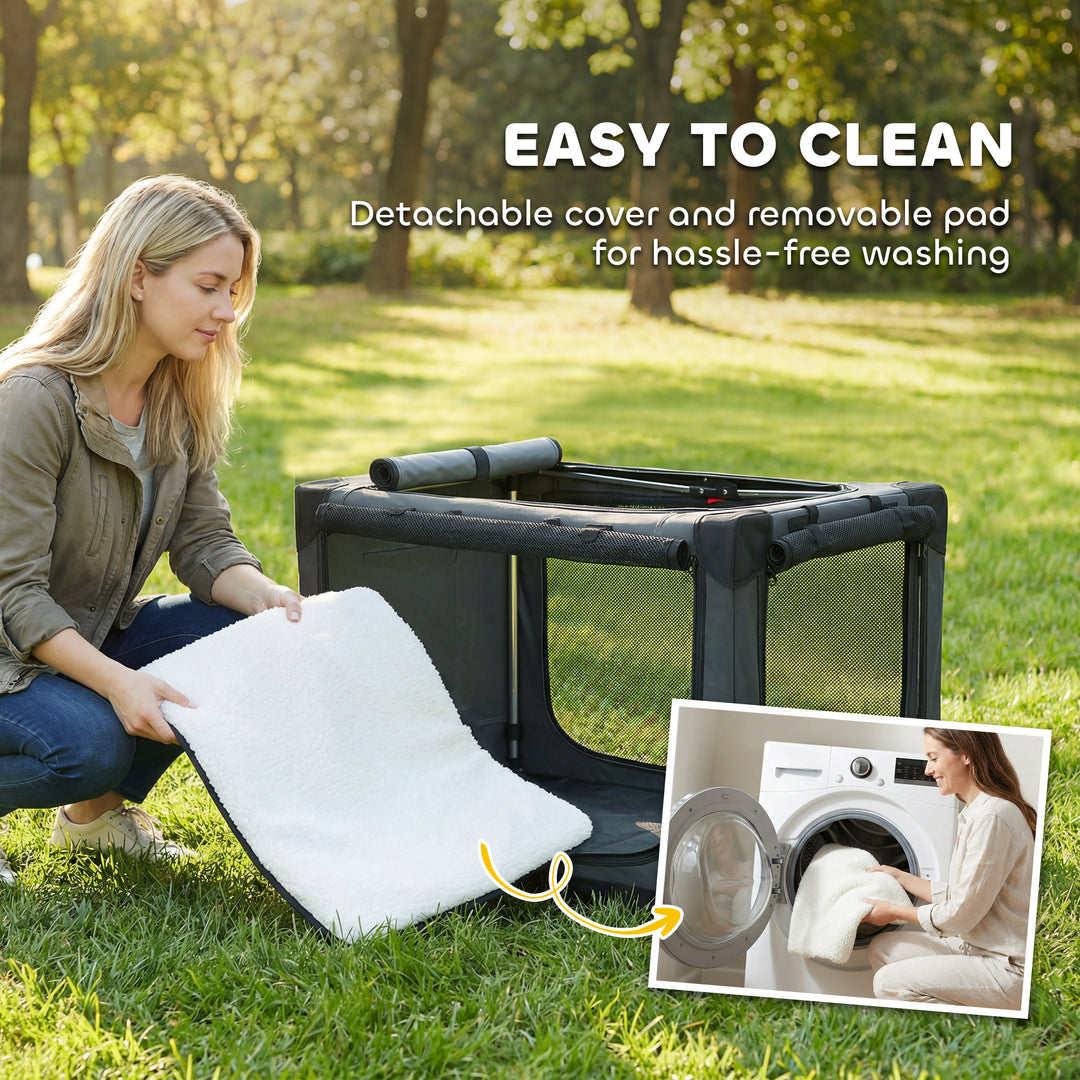 Soft Dog Crate Pet Travel Crate 76 x 54 x 54 cm with Removable Pad Mes