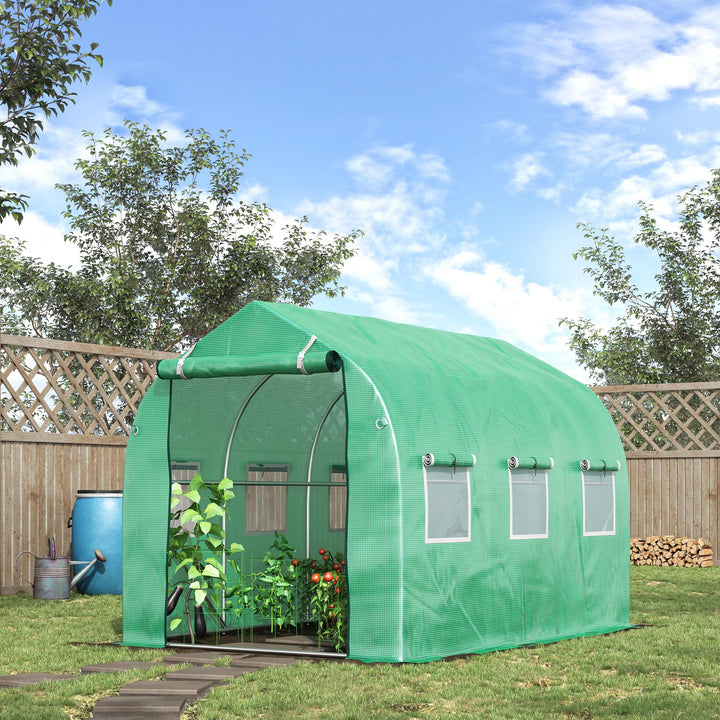 Outsunny Walk in Polytunnel Greenhouse with Windows and Door for Garden, Backyard (3 x 2M)