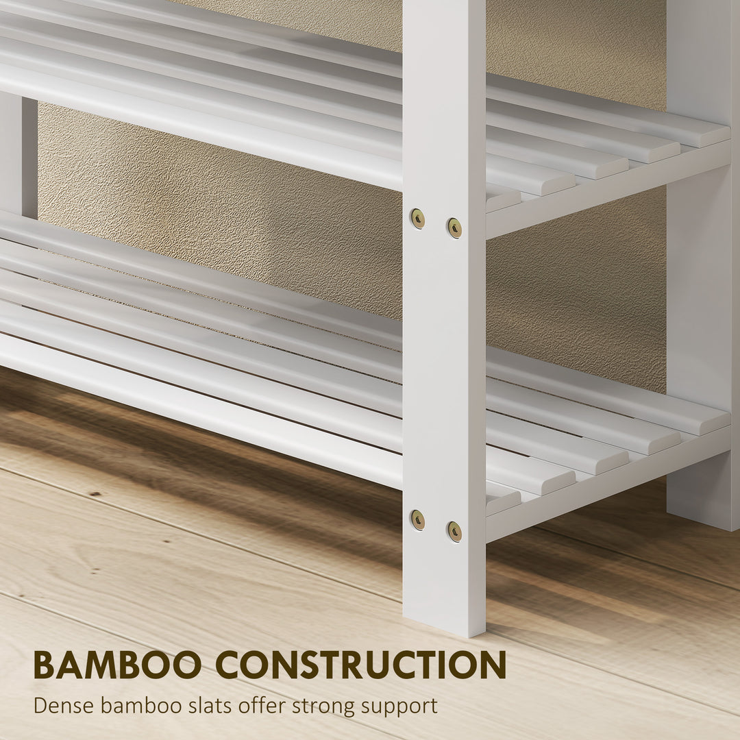 Two Shelf Bamboo Shoe Storage Bench - Natural Finish