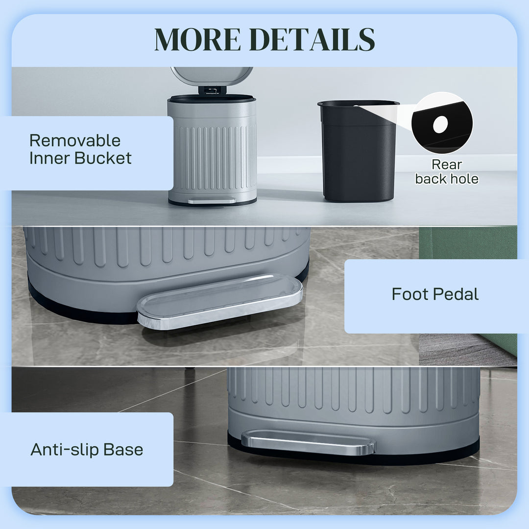 20L Metal Kitchen Bin, with Soft-Close Lid - Grey