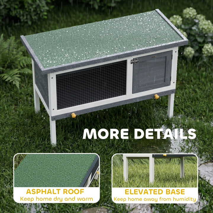 Wooden Rabbit Hutch, Guinea Pig Hutch with Asphalt Roof, Outdoor Eleva
