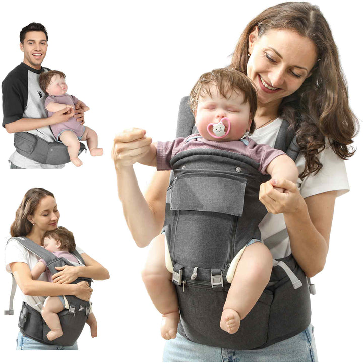 AIYAPLAY 6 in 1 Baby Carrier Newborn to Toddler with Removable Seat for 0-36 Months, Up to 15kg, Grey | Aosom UK