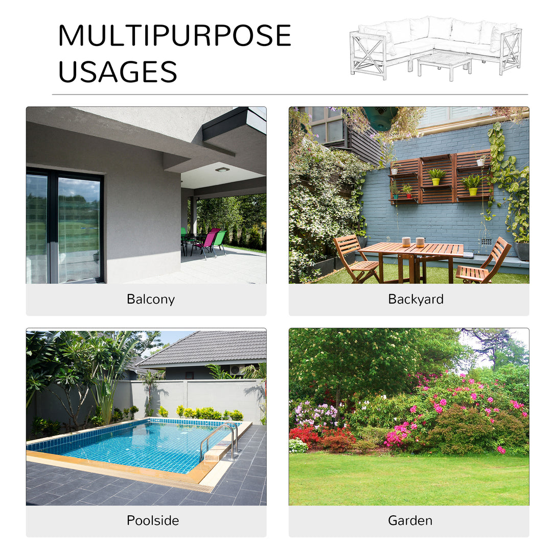 MCL 6 PCS Elegant Wood Frame Outdoor Patio Dining Set w/ Cushions Coffee Table Garden Furniture Sofa Comfort Balcony Patio Cream White