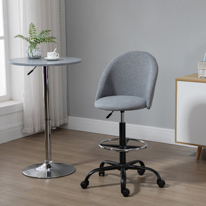 Ergonomic Drafting chair Adjustable Height w/ 5 Wheels Padded Seat Footrest 360° Swivel Freely Comfortable Versatile Use For Home Office - Grey