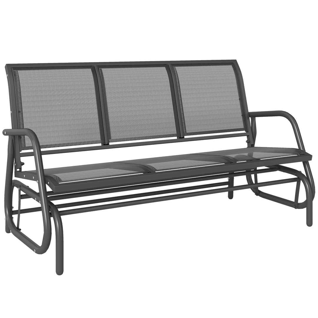 MCL 3-Seat Glider Rocking Chair for 3 People Garden Bench Patio Furniture Metal Frame, Grey