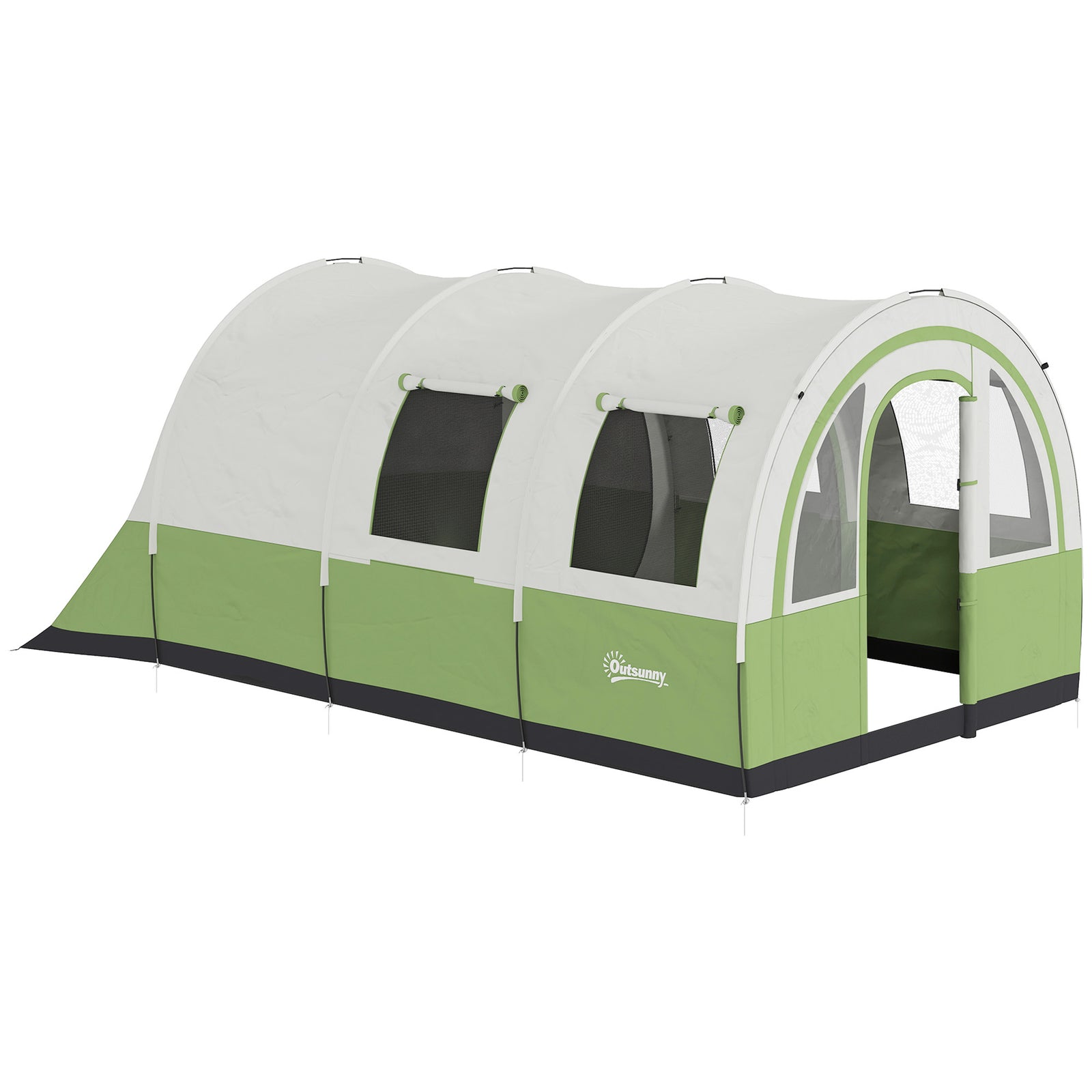 3000mm Waterproof Camping Tent, 5-6 Man Family Tent with Living and Bedroom, Carry Bag Included, Cream and Green