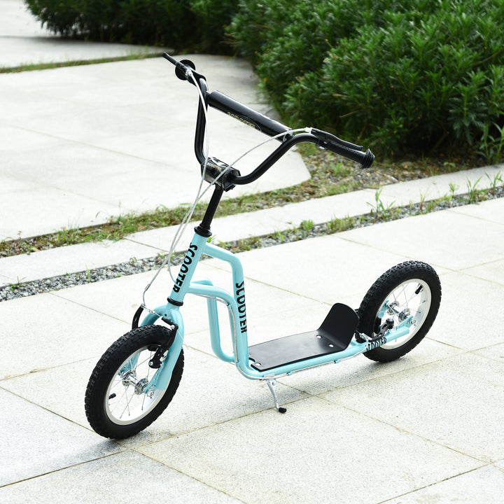 MCL Stunt Scooter, Kids Scooter, 12'' Rubber Tyre Kick Scooter with Adjustable Handlebar, Dual Brakes, Blue