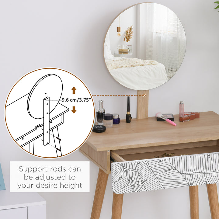 MCL Dressing Table with Drawer and Mirror height adjustable Wooden Oak Color  Bedroom Dressing Room Elegant and Durable