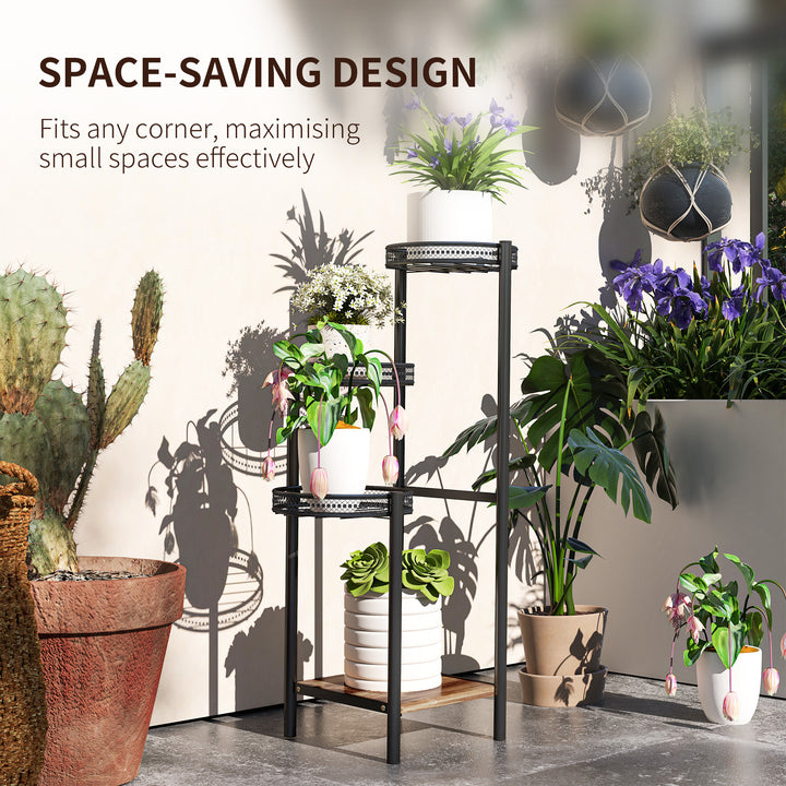 Four-Tier Steel Plant Stand - Black