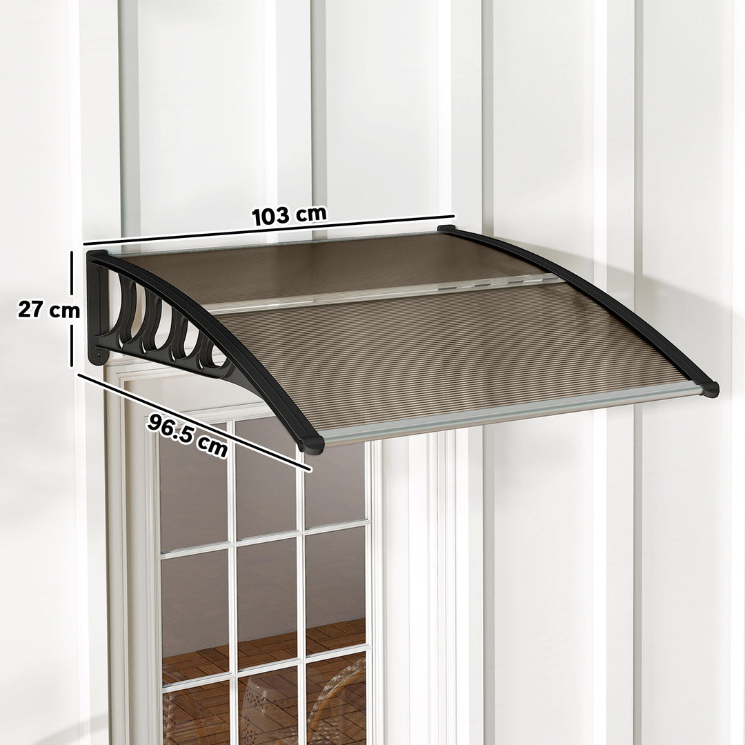 Front Door Canopy, Outdoor Awning, Rain Shelter for Window, Porch and Front/Back Door, Black 103 x 96.5 cm