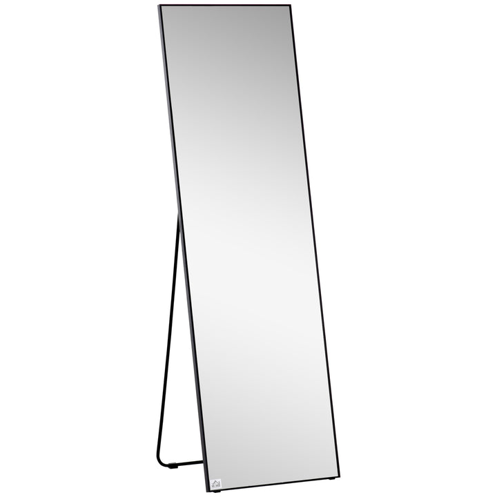 HOMCOM Free Standing Mirror w/ Anti-Slip Pads & Explosion-Proof Film for Bedroom & Dressing Room, 160 x 40cm, Black | Aosom UK