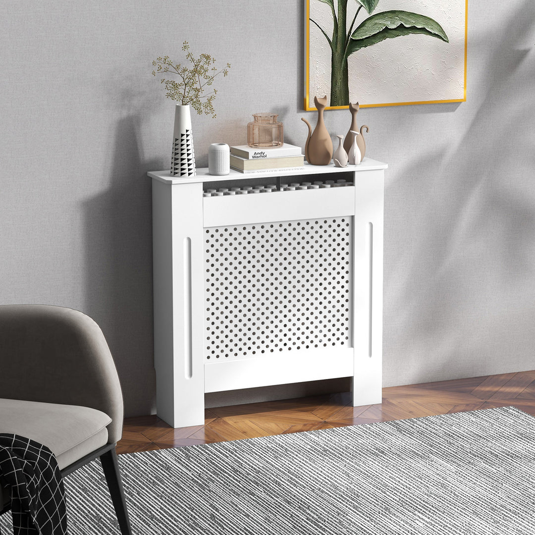 MCL Wooden Radiator Cover Heating Cabinet Modern Home Furniture Grill Style  White Painted (Small)