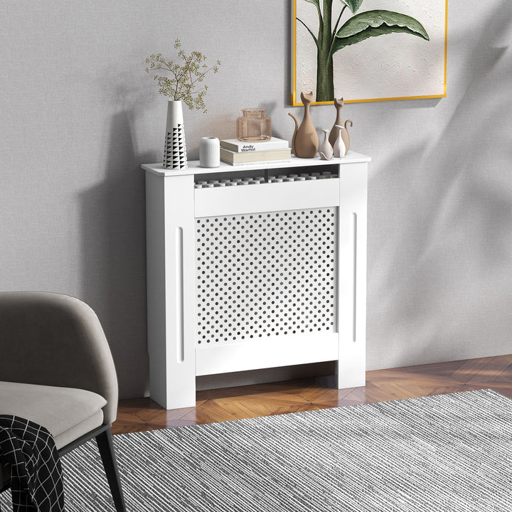 MCL Wooden Radiator Cover Heating Cabinet Modern Home Furniture Grill Style  White Painted (Small)