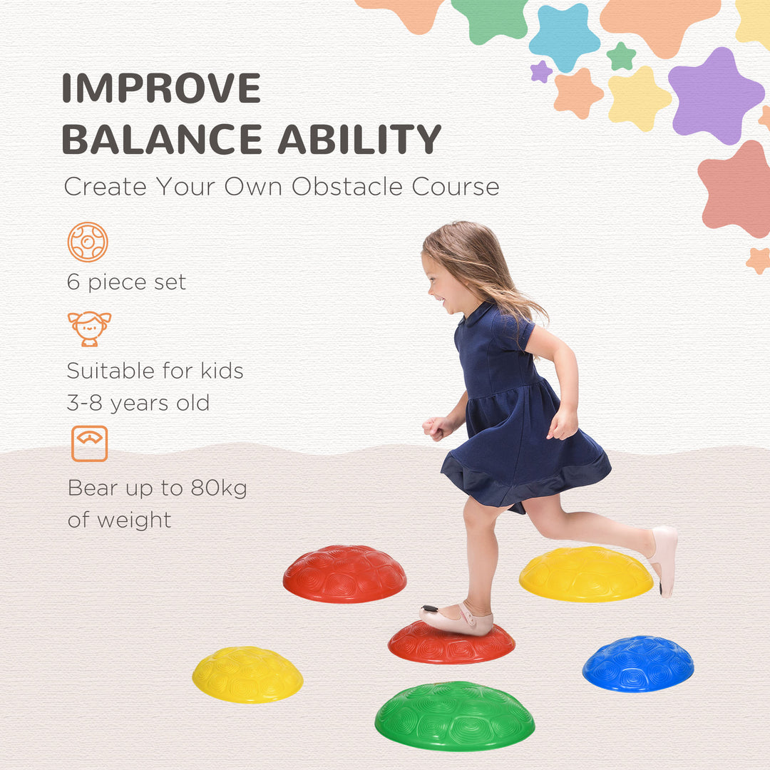 ZONEKIZ 6Pcs Kids Stepping Stones with Non-Slip Mats, Balance River Stones Indoor Outdoor Sensory Toys for 3-8 Years Old | Aosom UK