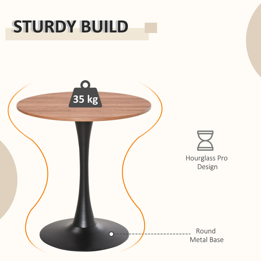 Modern Round Dining Table Leisure Coffee Bistro Table with Metal Base for Kitchen & Dining Room Brown