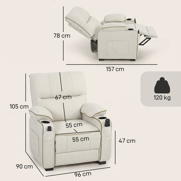 Electric Massage Recliner Armchair with Vibration, Heat - view 3