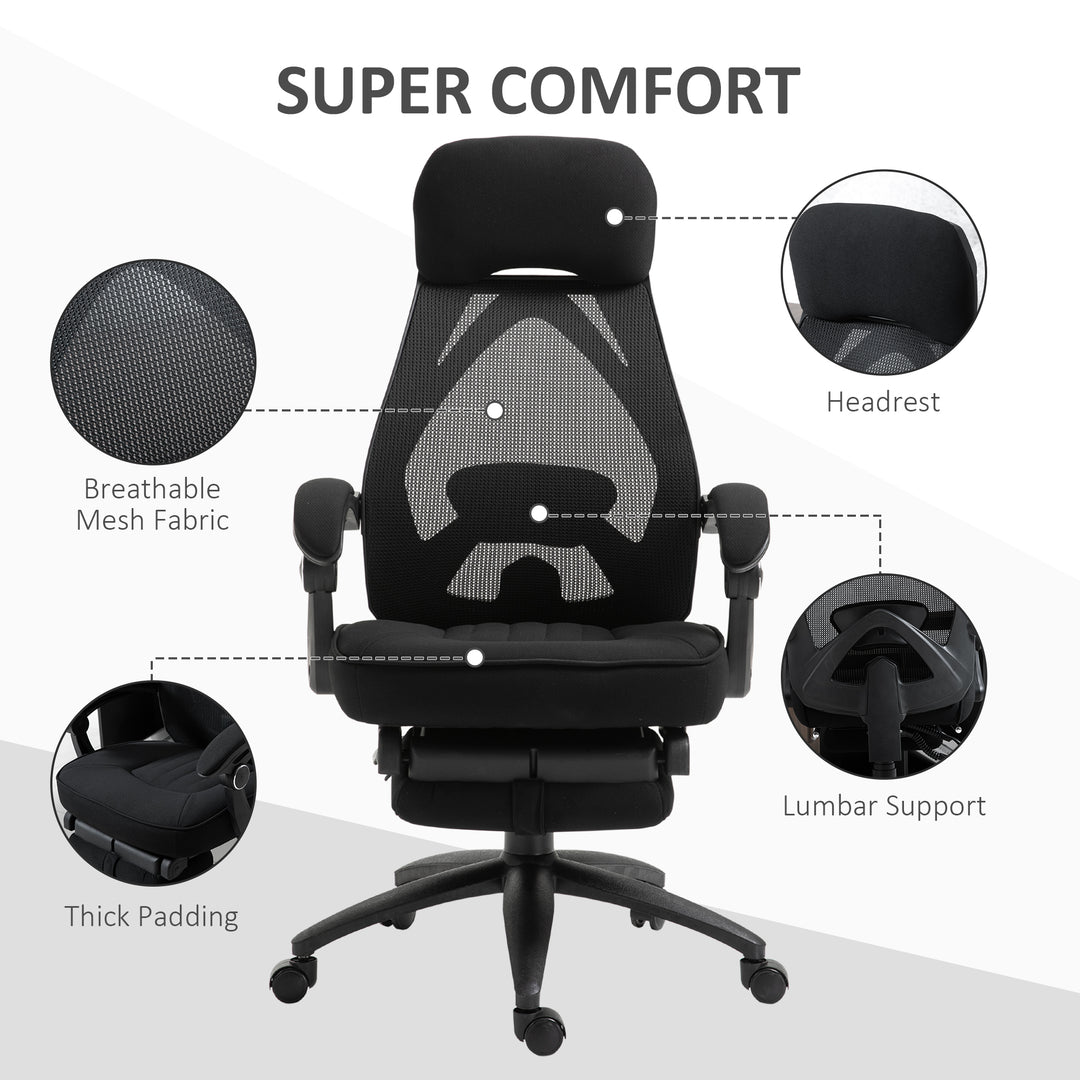 Office Chair with Footrest,High Back Swivel Desk Chair with Adjustable Height and Headrest for Home Office, Black