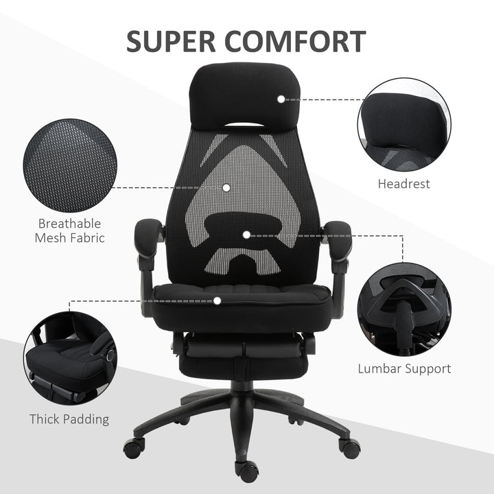 Office Chair with Footrest,High Back Swivel Desk Chair with Adjustable Height and Headrest for Home Office, Black
