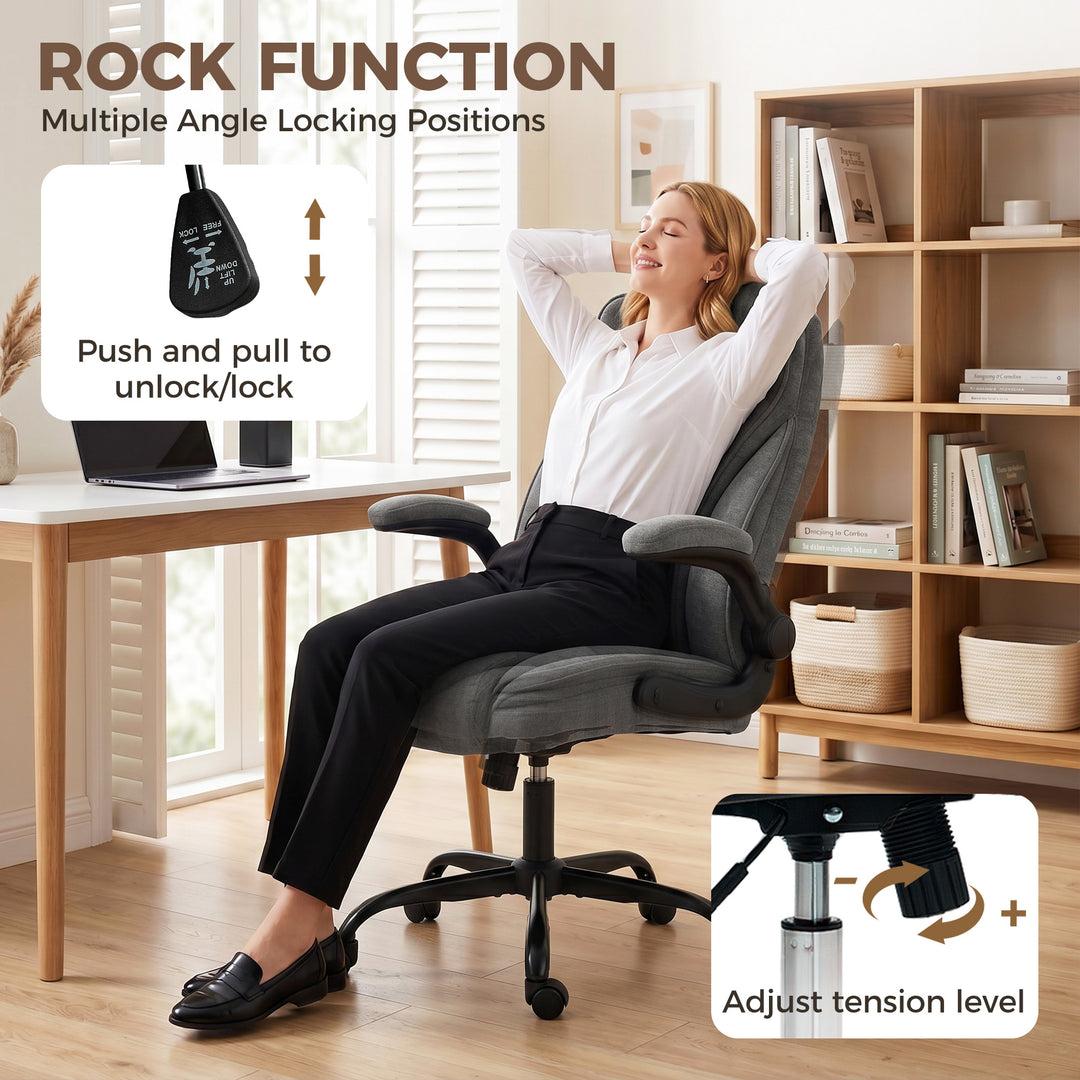 Office Chair, Ergonomic Desk Chair with Flip-up Armrest, Pocket Spring