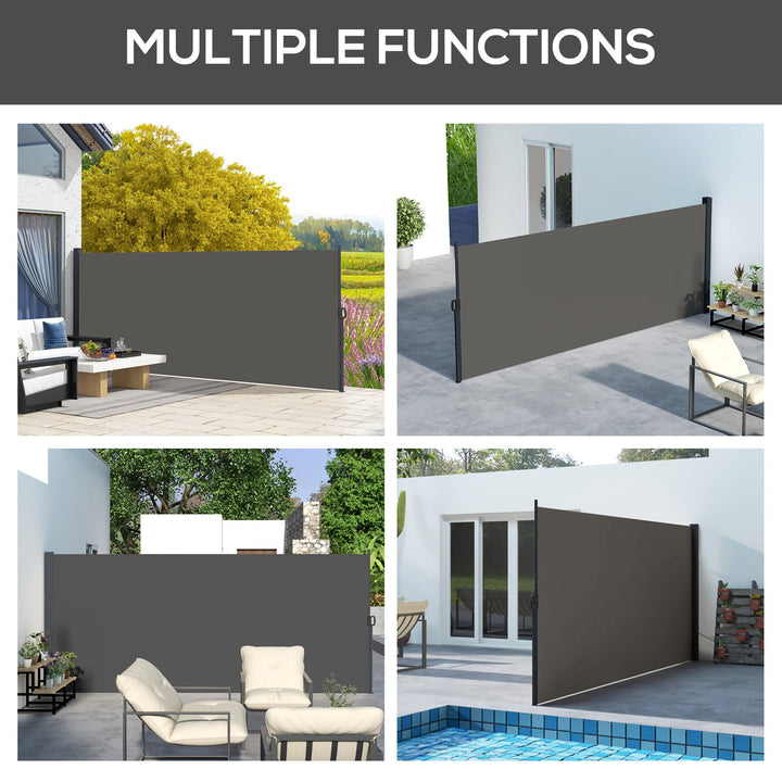 Retractable Side Awning, Outdoor Privacy Screen for Garden, Hot Tub, Balcony, Terrace, Pool, 400 x 180cm, Dark Grey
