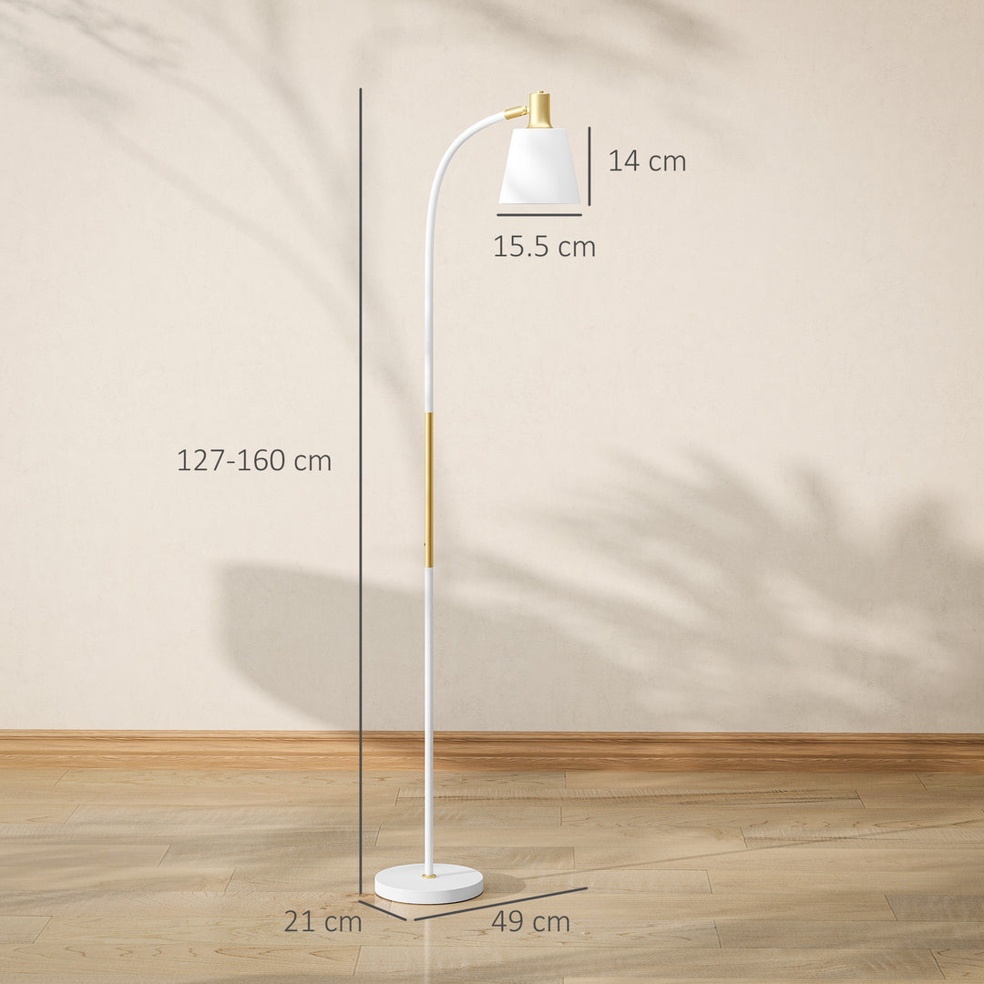 Floor Lamp for Living Room, Spotlight Reading Standing Lamp with Adjustable Height, Rocker on/off Switch, Indoor Task Lighting for Bedroom, Office, White (Bulb not Included)