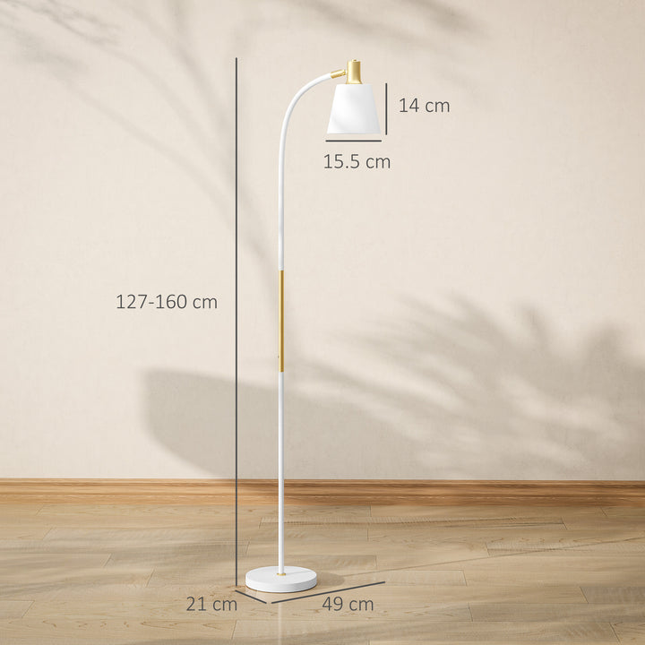 Floor Lamp for Living Room, Spotlight Reading Standing Lamp with Adjustable Height, Rocker on/off Switch, Indoor Task Lighting for Bedroom, Office, White (Bulb not Included)