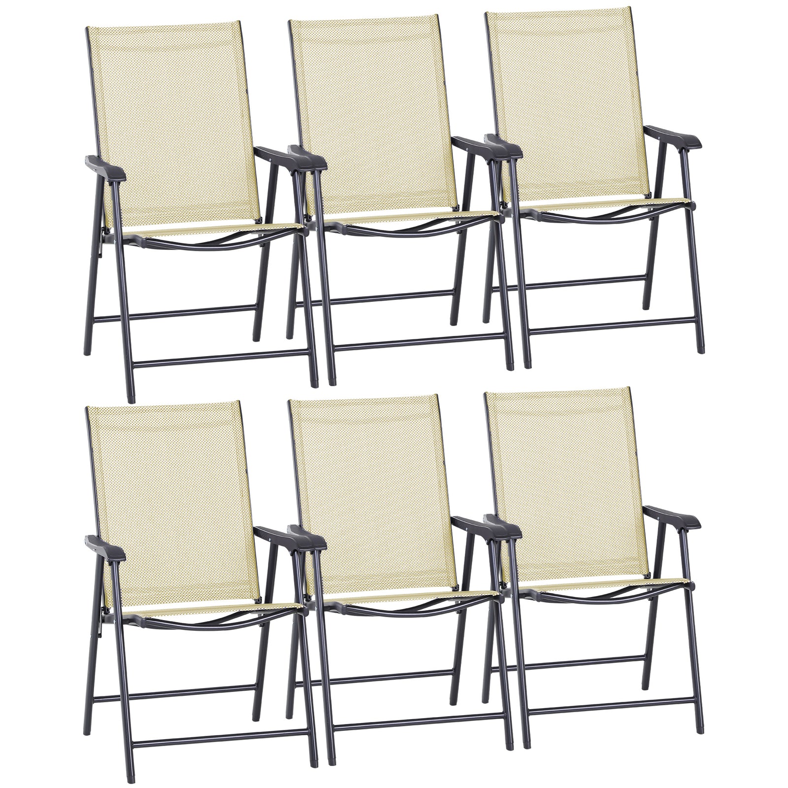 Set of Six Folding Garden Chairs - Beige