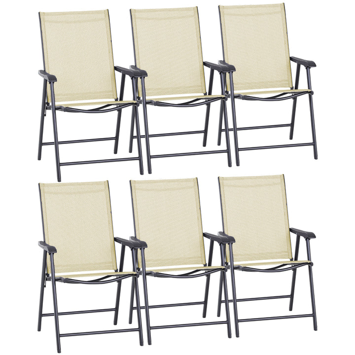 Set of Six Folding Garden Chairs - Beige