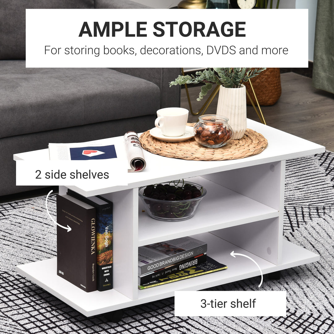 HOMCOM TV Stand W/ Shelves -White | Aosom UK