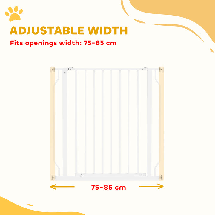Extra Wide Dog Safety Gate, with Door Pressure, for Doorways, Hallways, Staircases - White