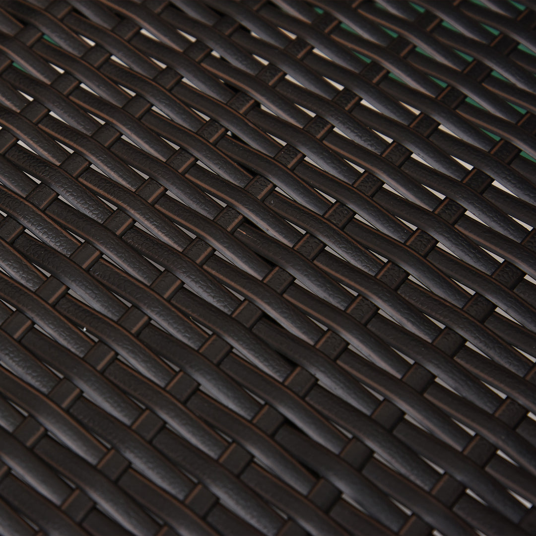 MCL 2 Pieces Outdoor PE Rattan Dining Chairs Set with Cushion, Garden Armchair with Armrests, High Backrest, Metal Frame Patio Wicker Furniture, Coffee