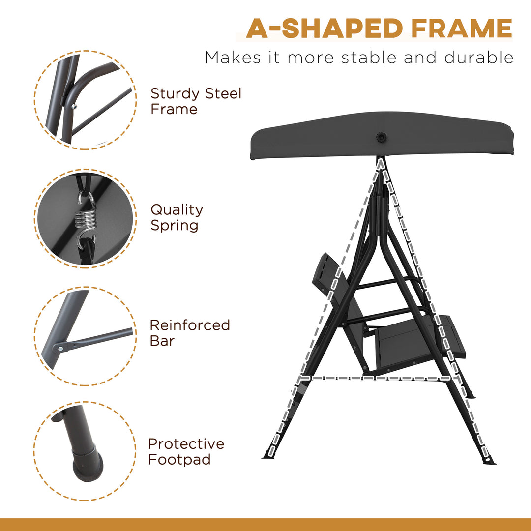 MCL Three-Seater Garden Swing Chair, with Canopy - Black