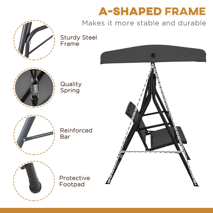 MCL Three-Seater Garden Swing Chair, with Canopy - Black