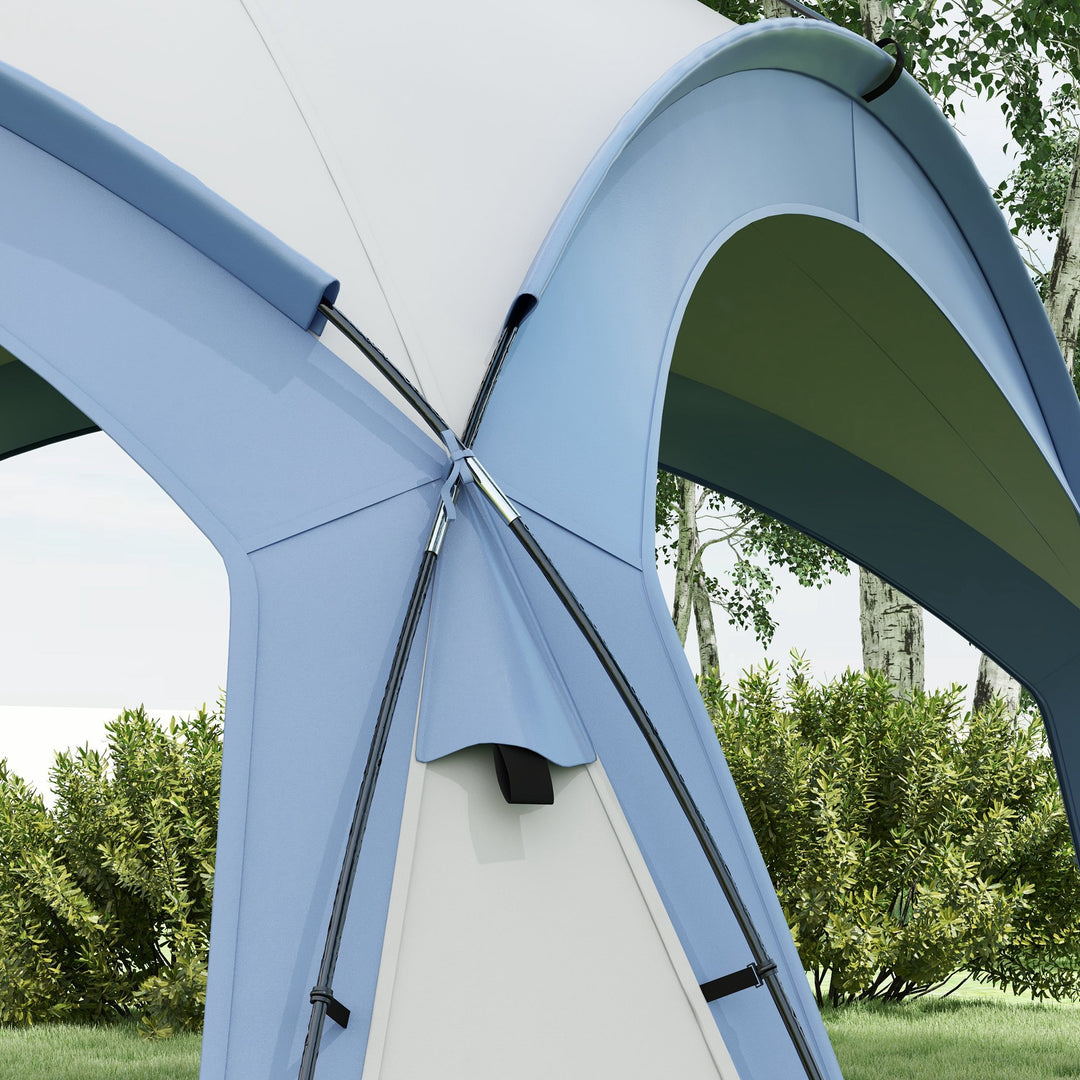 3.5 x 3.5M Camping Gazebo, Outdoor Event Shelter Dome Tent Garden Sun Shelter Patio Spire Arc Pavilion Camp Sun Shade Tent for 6-8 Person, Light Blue