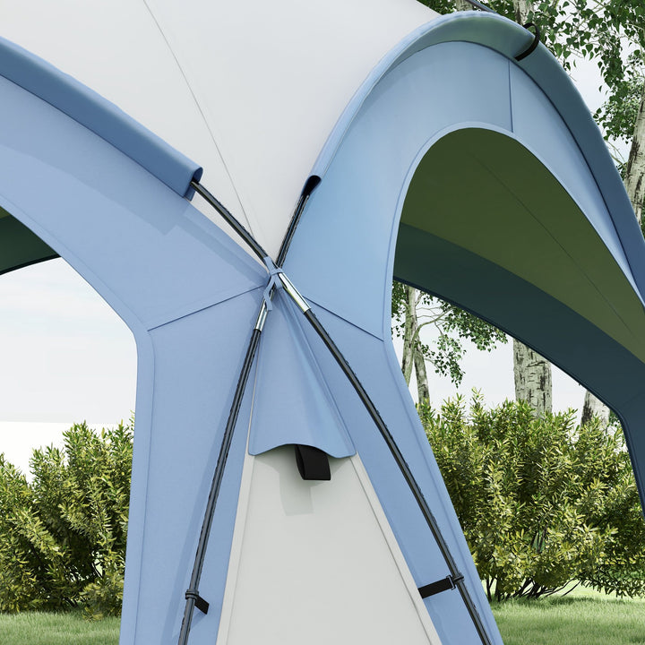 3.5 x 3.5M Camping Gazebo, Outdoor Event Shelter Dome Tent Garden Sun Shelter Patio Spire Arc Pavilion Camp Sun Shade Tent for 6-8 Person, Light Blue