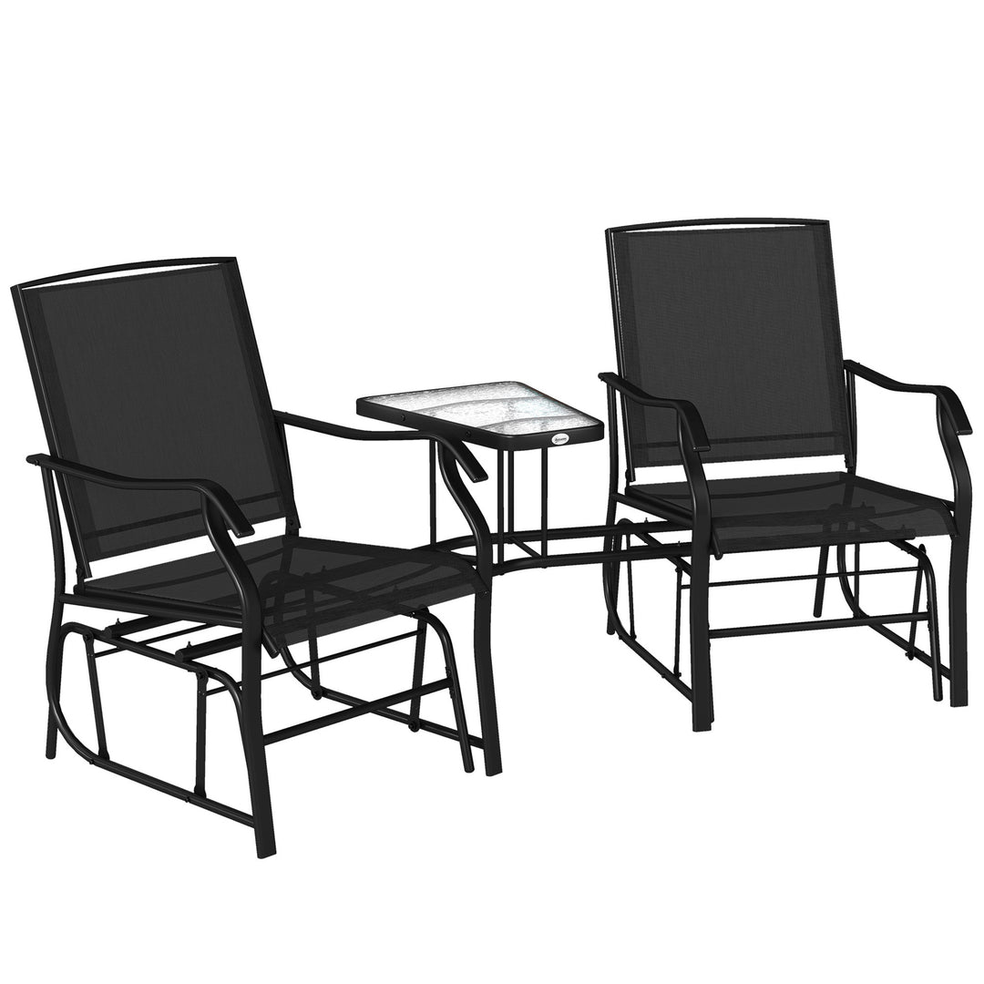 MCL Gliding Jack and Jill Seat, with Glass-Top Table - Black