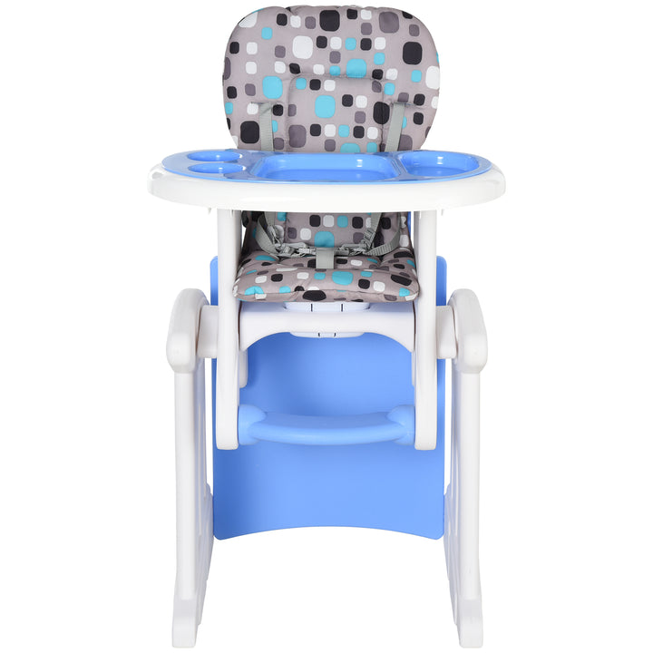 HOMCOM 3-in-1 Baby Chair: Convertible Booster High Chair, Sturdy HDPE Construction, Easy-Clean Design, Space-Saving, Blue Hue | Aosom UK