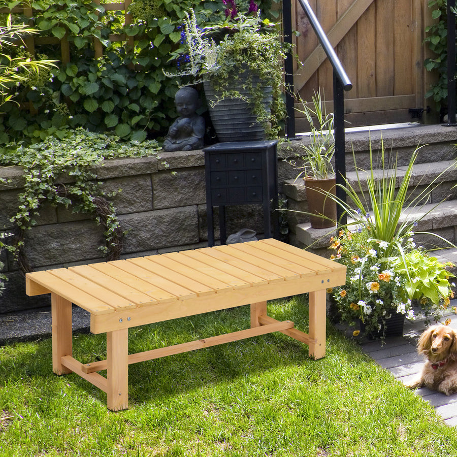 5 Pieces 2-seater Outdoor Indoor Wooden Garden Bench Fir Patio Loveseat, 110L x 38W x 35Hcm, Natural