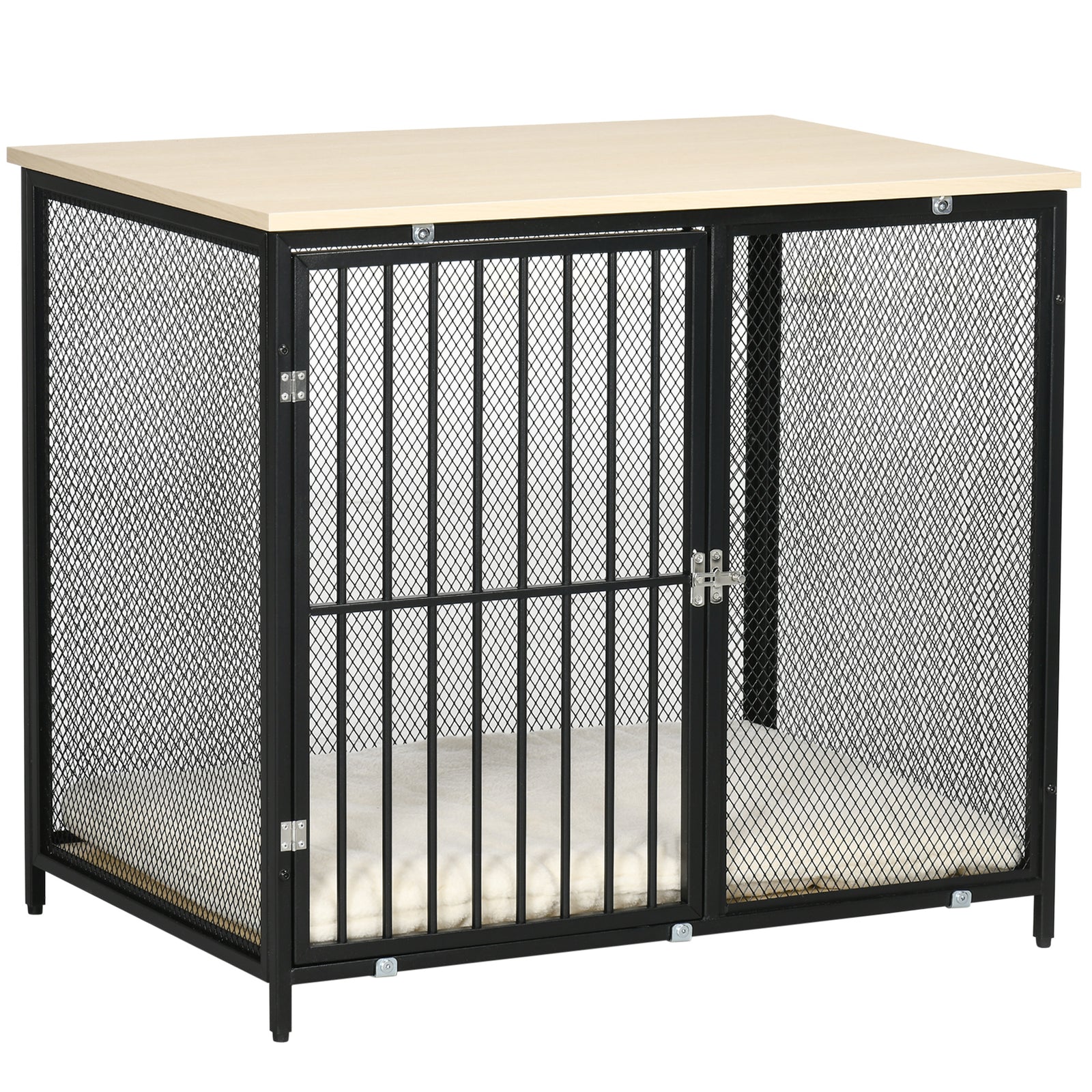 Dog Cage Side Table, with Cushion, for Small and Medium Dogs