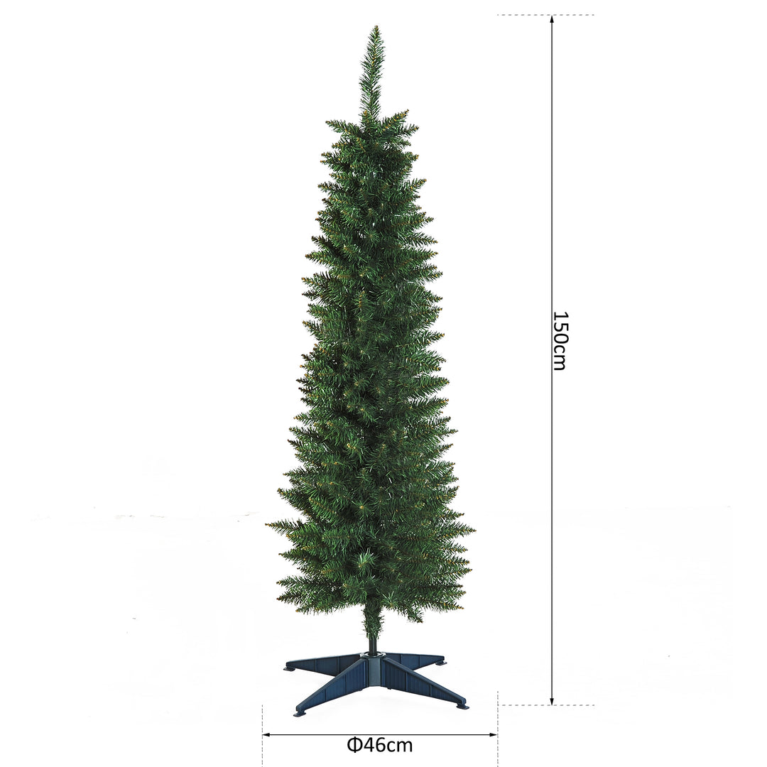 MCL 5ft Unlit Artificial Christmas Tree, Pencil Slim Xmas Tree with Solid Stand and Realistic Branches, Green