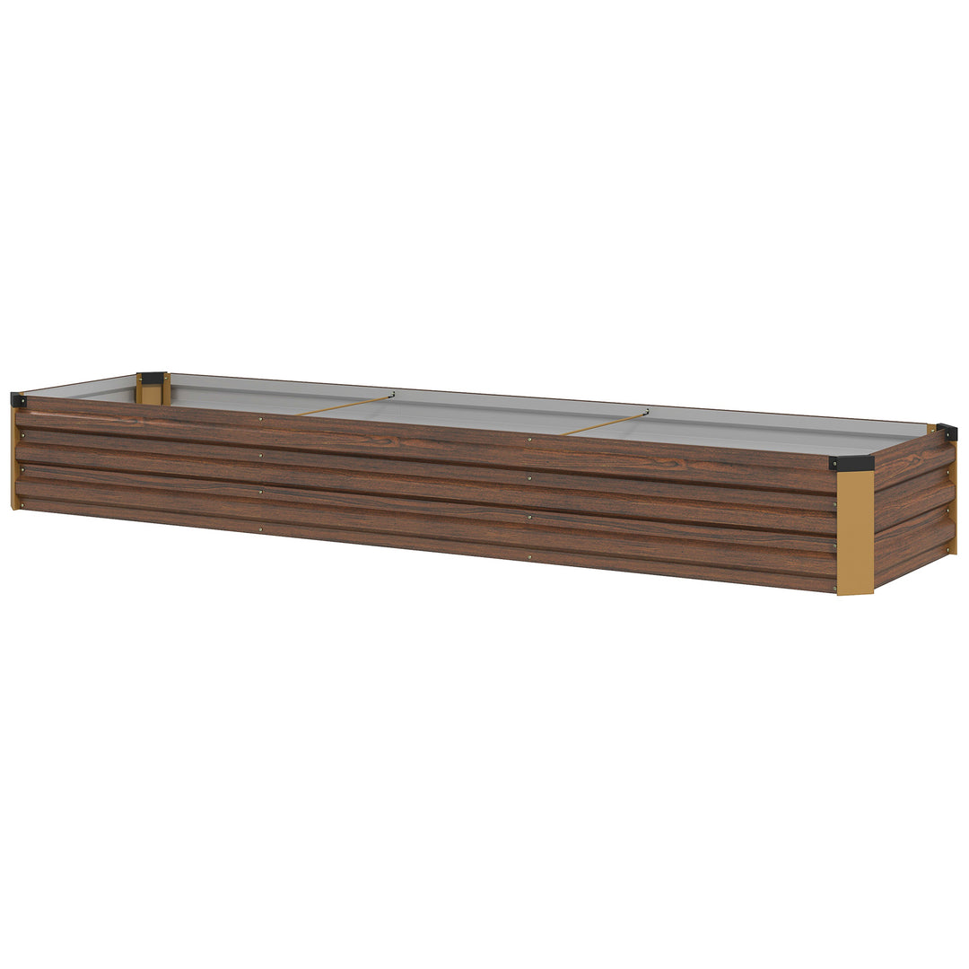 60 x 240cm Galvanised Steel Planter, with Open Bottom, Brown