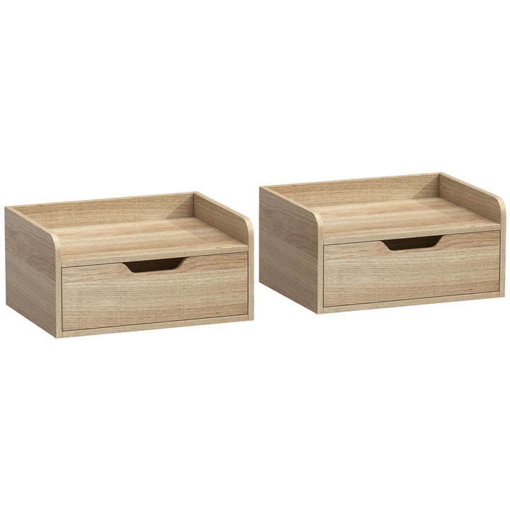Floating Nightstands Set of 2, Wall Mounted Bedside Table with Drawer 