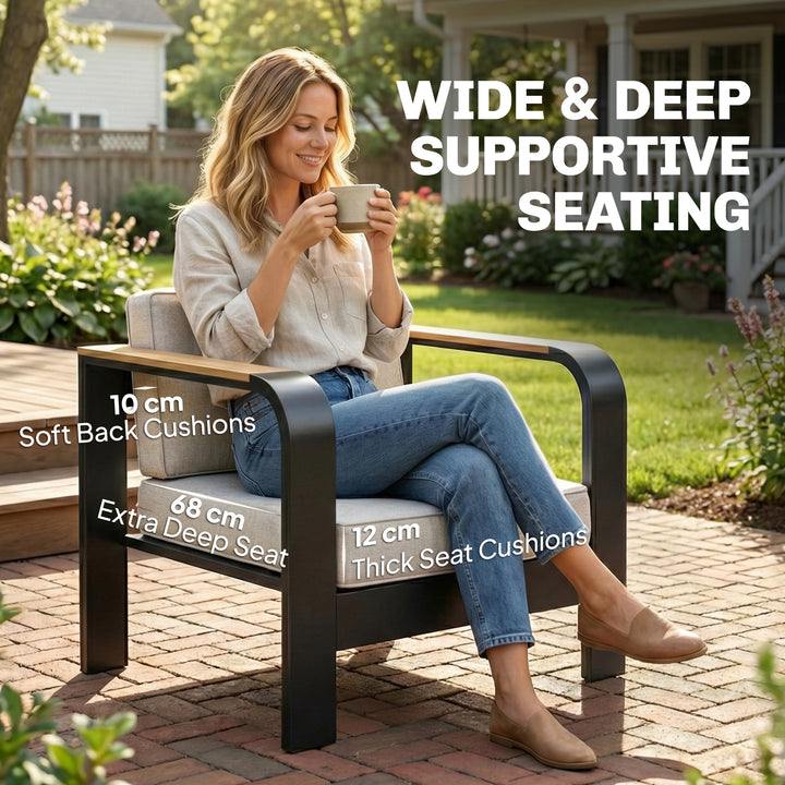 4 Seater Aluminium Garden Furniture Set with Olefin Cushions, Garden S