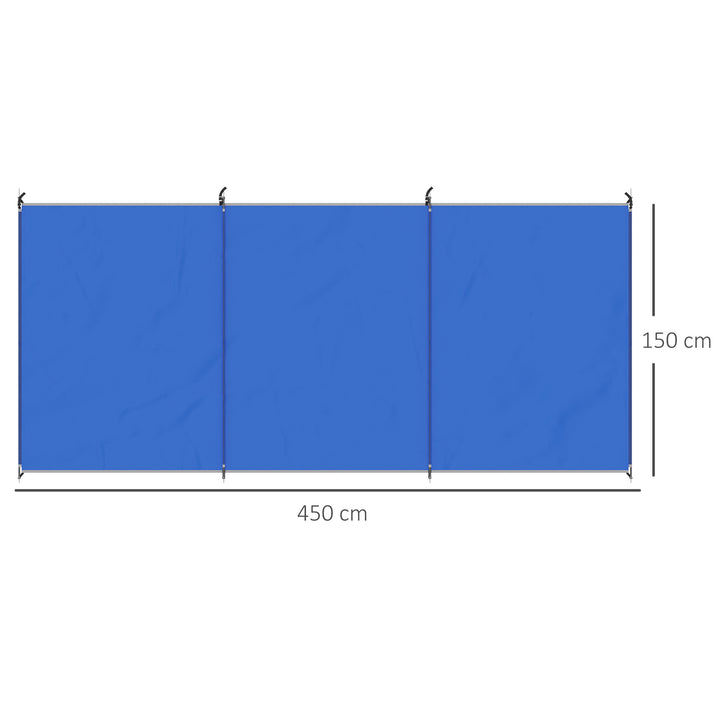 Camping Windbreak, Foldable Portable Wind Blocker w/ Carry Bag and Steel Poles, Beach Sun Screen Shelter Privacy Wall, 450cm x 150cm