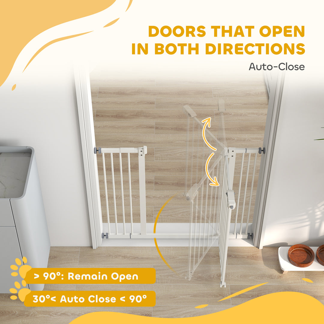 Adjustable Safety Gate w/ Two Extensions, Four Adjustable Screws, White