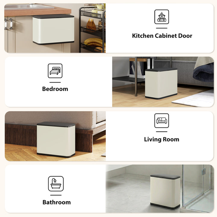 8L Hanging Kitchen Bin, Rubbish bin with Lid and Removable Inner Bucke