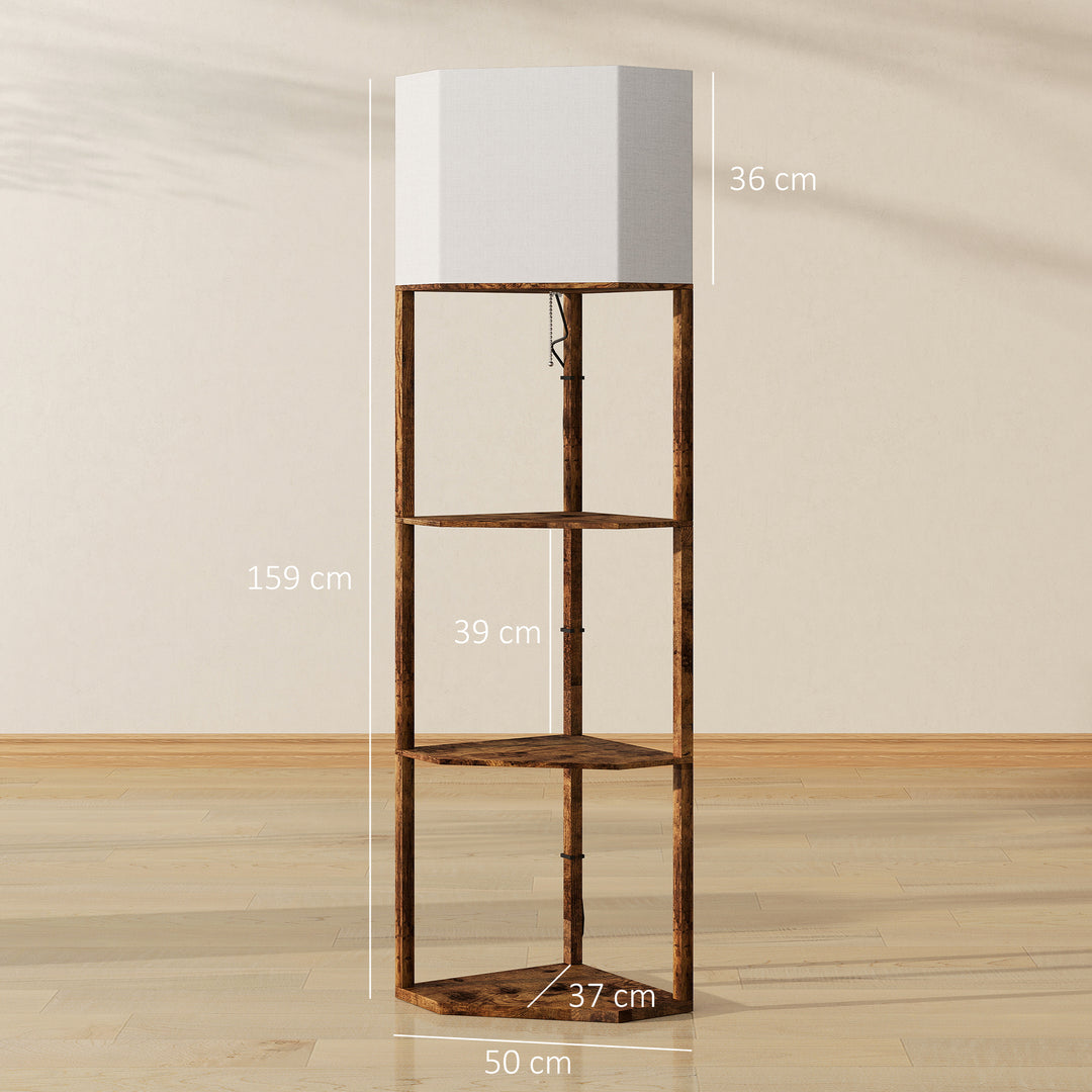 MCL Corner Floor Light, with Shelves - Wood-Effect