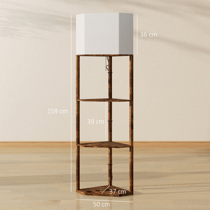 MCL Corner Floor Light, with Shelves - Wood-Effect